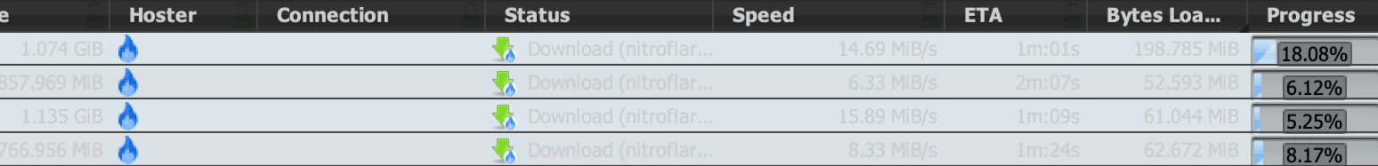 Nitroflare Premium multi-download speed in JDownloader 2